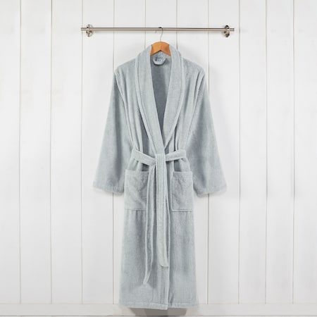 100 % Cotton Classic Bathrobe With Shawl Collar Mineral Large/X Large